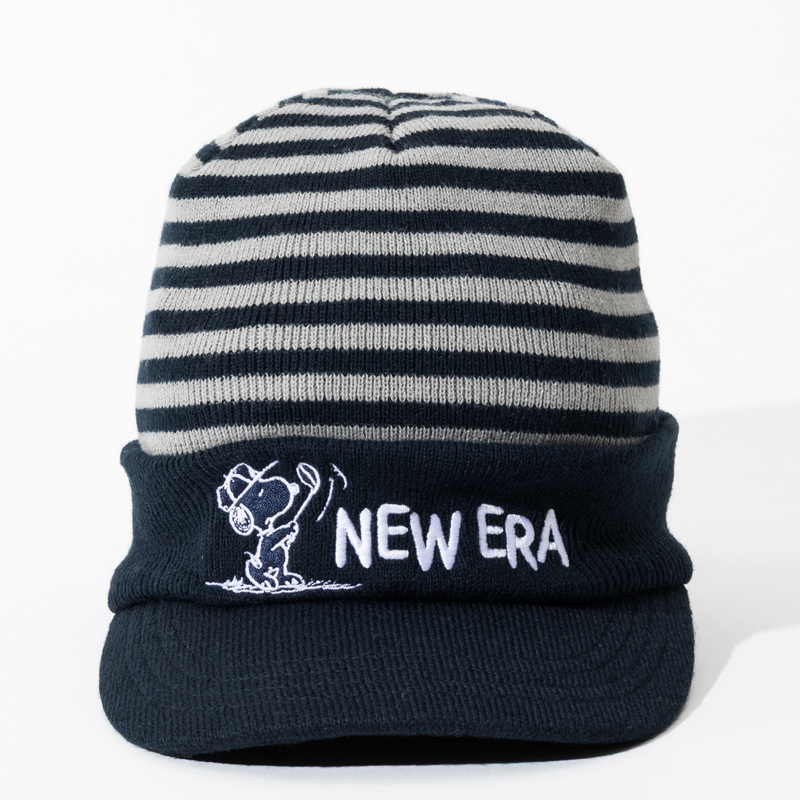NEWERA バイザーニット PEANUTS ピーナッツ SWING SNOOPY ■ ネイビー/グレー