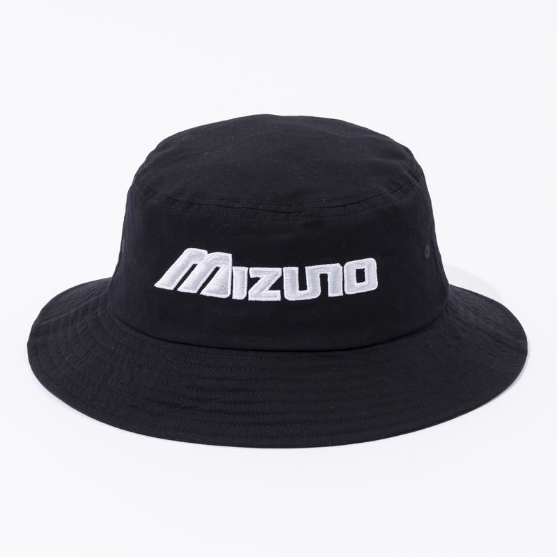 NEW VINTAGE GOLF MIZUNO Classic Logo Embroidery Bucket Hat / BLACK