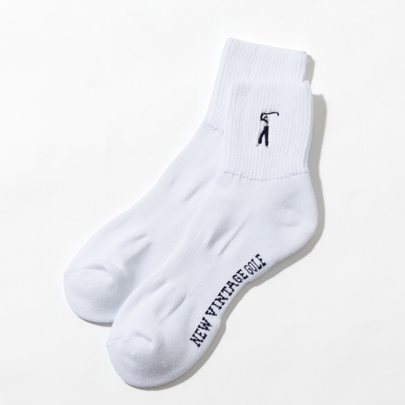 NEW VINTAGE GOLF Embroidered Quarter Sox ホワイト