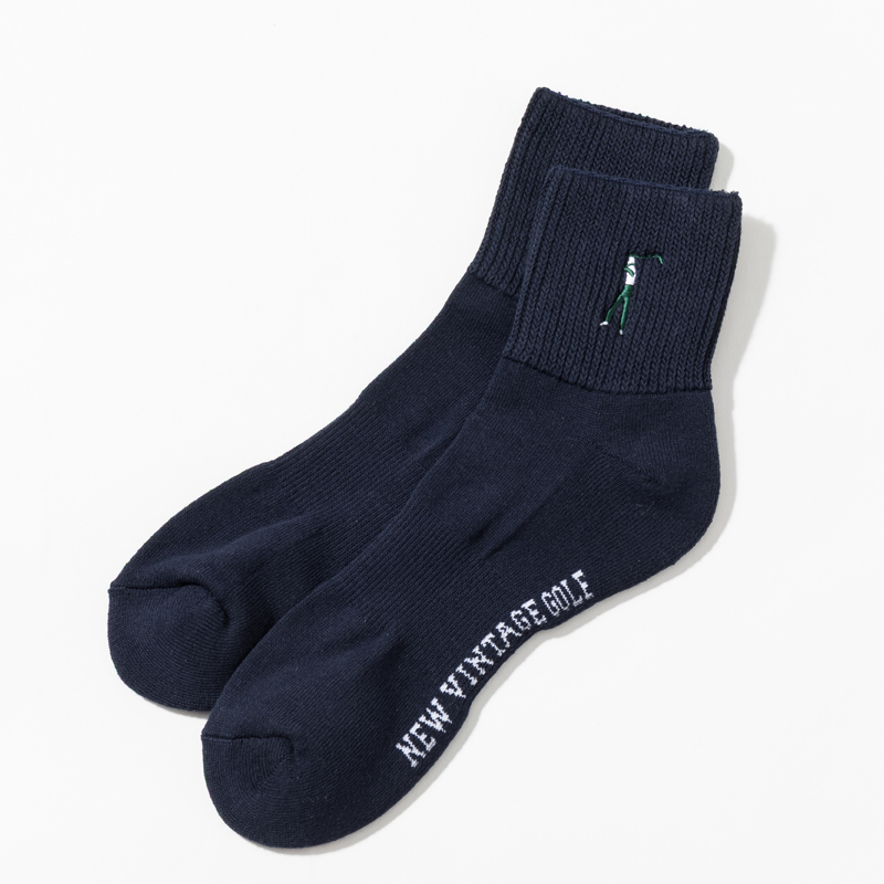 NEW VINTAGE GOLF Embroidered Quarter Sox ネイビー
