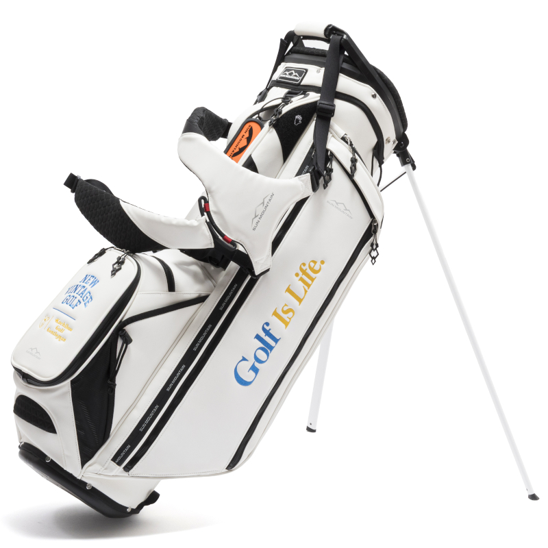 NEW VINTAGE GOLF×SUN MOUNTAIN×Kuchibue Golf Gentleman 『Golf Is Life 』キャディバッグ □ ホワイト【GO/LOOK!限定販売】