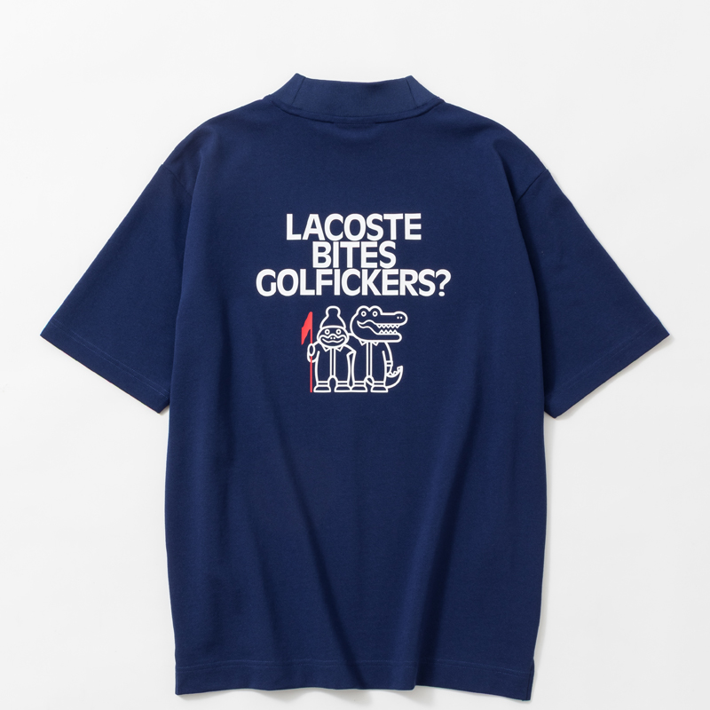 LACOSTE x Golfickers Mock neck Tee shirt ネイビーブルー
