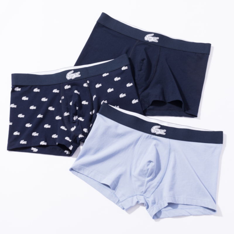LACOSTE クロコダイルプリントトランクショーツ ３パック ブルー系