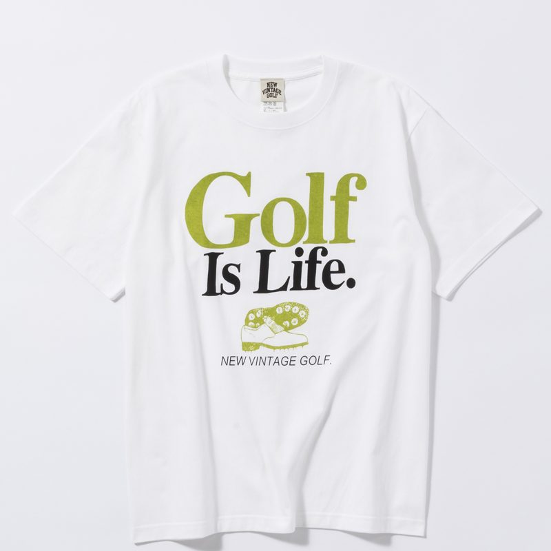 NEW VINTAGE GOLF Golf is Life Tee ホワイト×グリーン【GO/LOOK!限定販売カラー】
