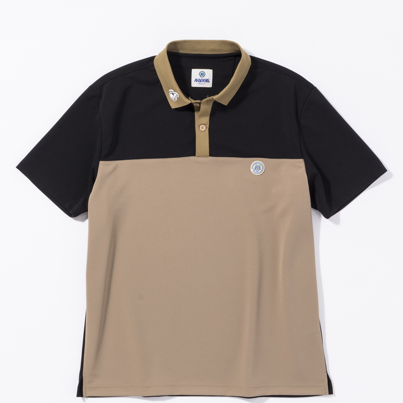 【GO/LOOK!限定販売】Kuchibue Golf Gentleman×MAGGIA コンビカラーポロシャツ ブラック×カーキ