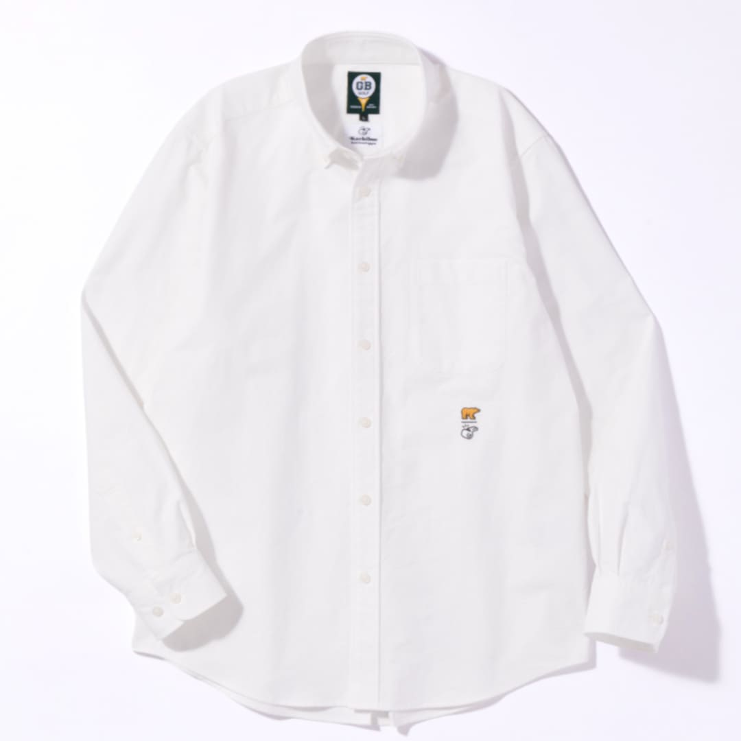 Golden Bear×Kuchibue Golf Gentleman ボタンダウンオックスシャツ ホワイト【GO/LOOK!限定販売】