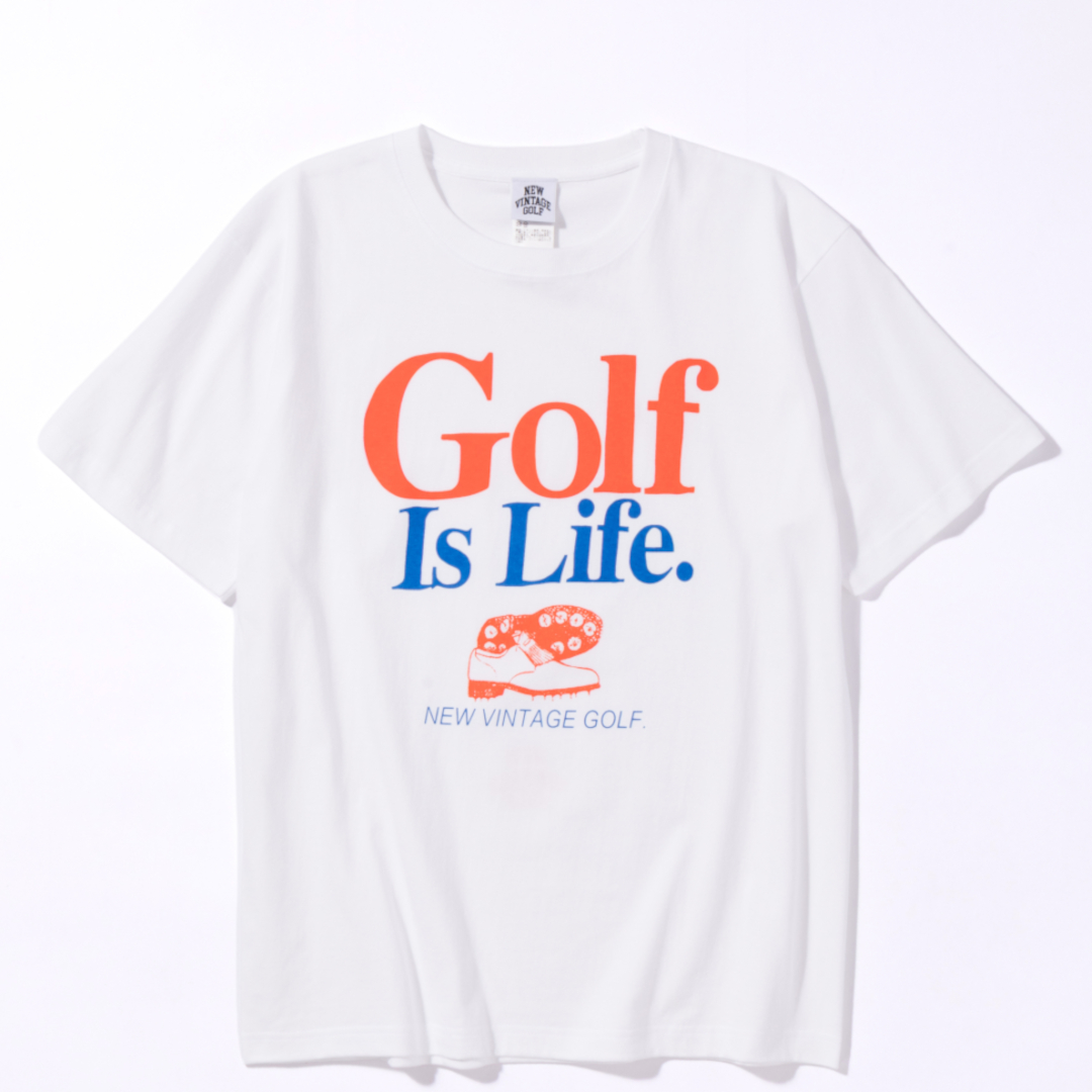NEW VINTAGE GOLF Golf is Life Tee ホワイト×オレンジ