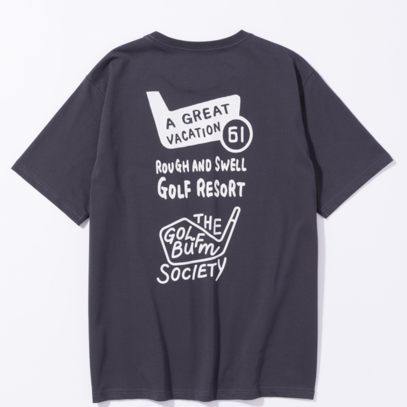 rough & swell ×Kuchibue Golf Gentleman RESORT TEE / CHARCOAL 【GO/LOOK!限定販売】■ 5/8(金)以降の発送となります