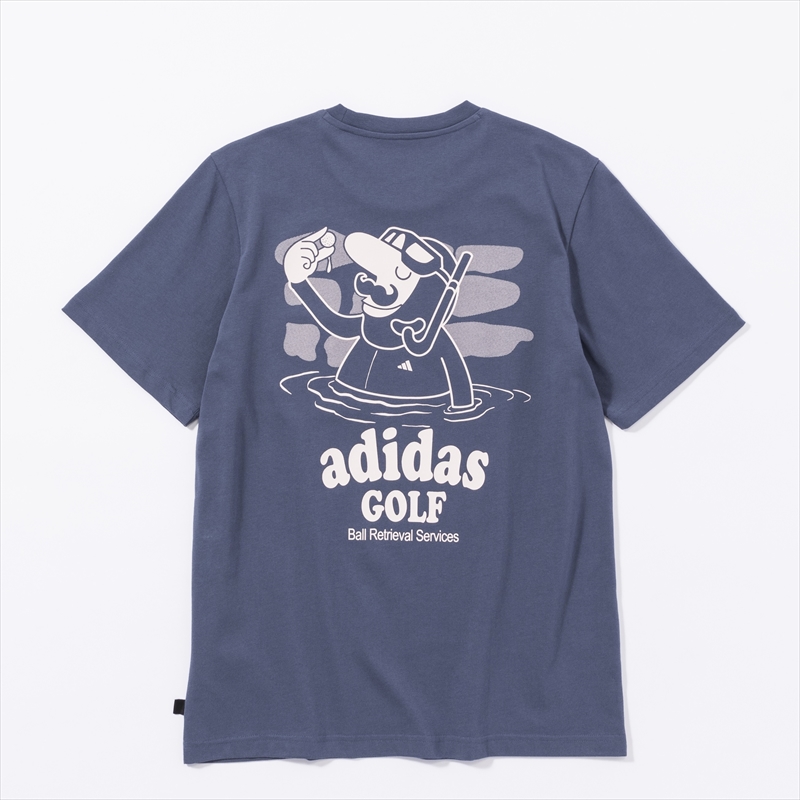 adidas ゴルフイラストTシャツ ブルーグレー