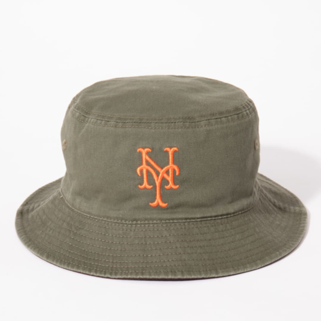 NEWERA バケット01 リバーシブル MLB Bucket Hat ニューヨーク・メッツ バーントウッド/ニューオリーブ