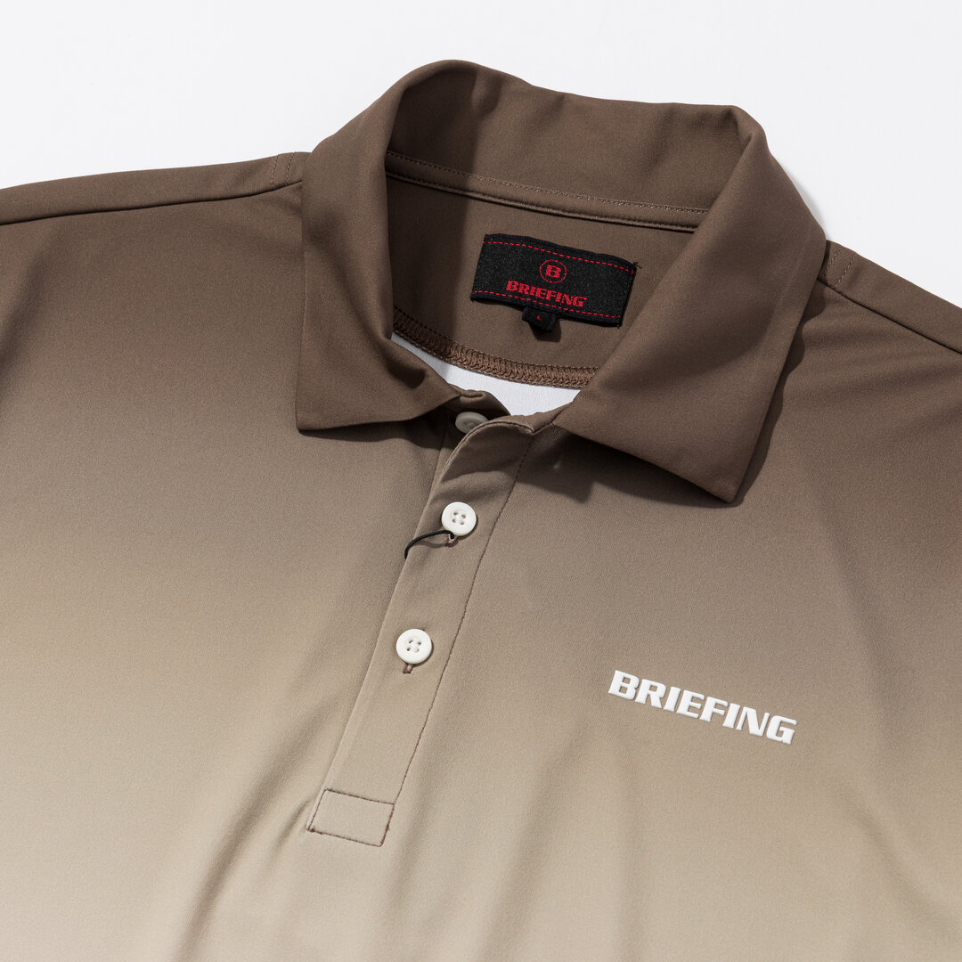 BRIEFING MENS GRADATION SHIRT BROWN 襟元ディテール