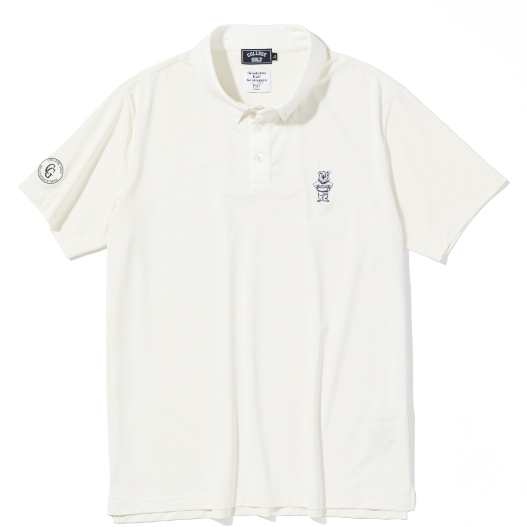 COLLEGE GOLF×Kuchibue Golf Gentleman the “HUT” edition ロゴポロシャツ UCLA ホワイト【GO/LOOK!限定販売】