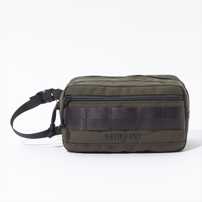 BRIEFING TURF DOUBLE ZIP POUCH  □ RANGER GREEN