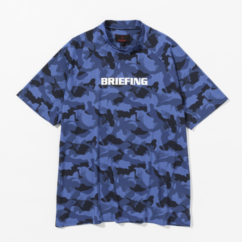 BRIEFING MENS CAMOUFLAGE MOCK NECK RELAXED FIT ネイビー