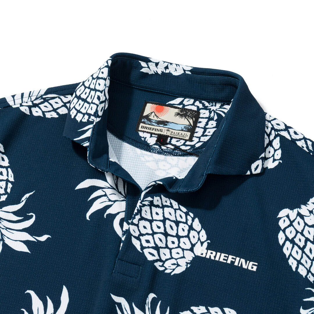 BRIEFING PAIKAJI MS HAPPY PINEAPPLE SKIPPER SHIRT ネイビー 襟元アップ BRIEFING×PAIKAJIコラボ織りネーム