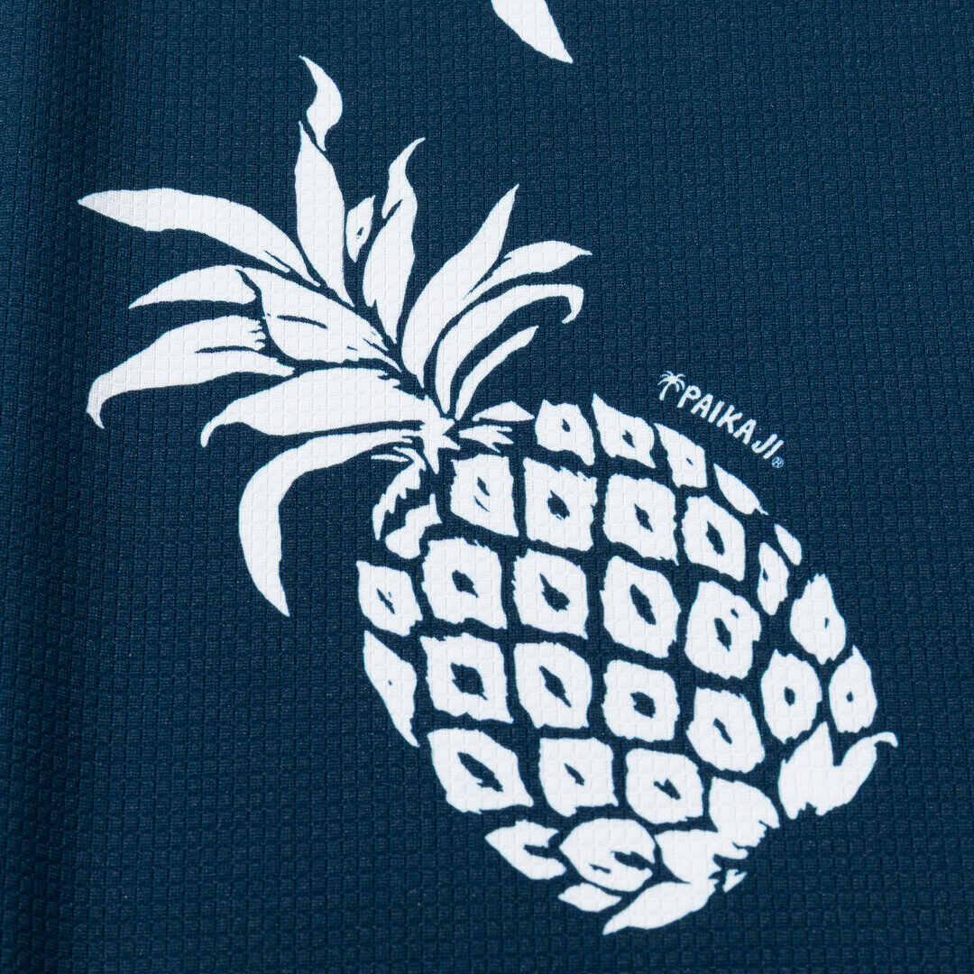 BRIEFING PAIKAJI MS HAPPY PINEAPPLE SKIPPER SHIRT ネイビー パイナップル柄ディテール
