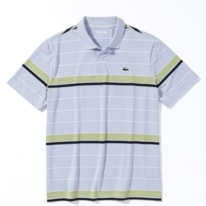 LACOSTE ULTRA DRY PANEL STRIPED GOLF POLO ウルトラドライ パネル配色ボーダー ゴルフポロ フェニックスブルー