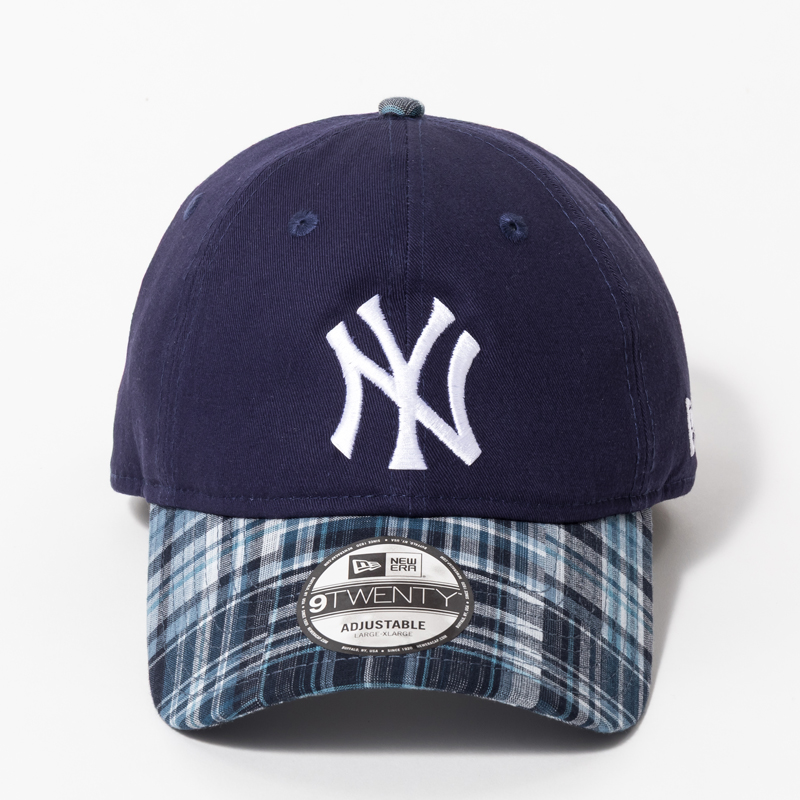NEWERA 9TWENTY MLB Patchwork ニューヨーク・ヤンキース マドラスチェックバイザー / ライトネイビー