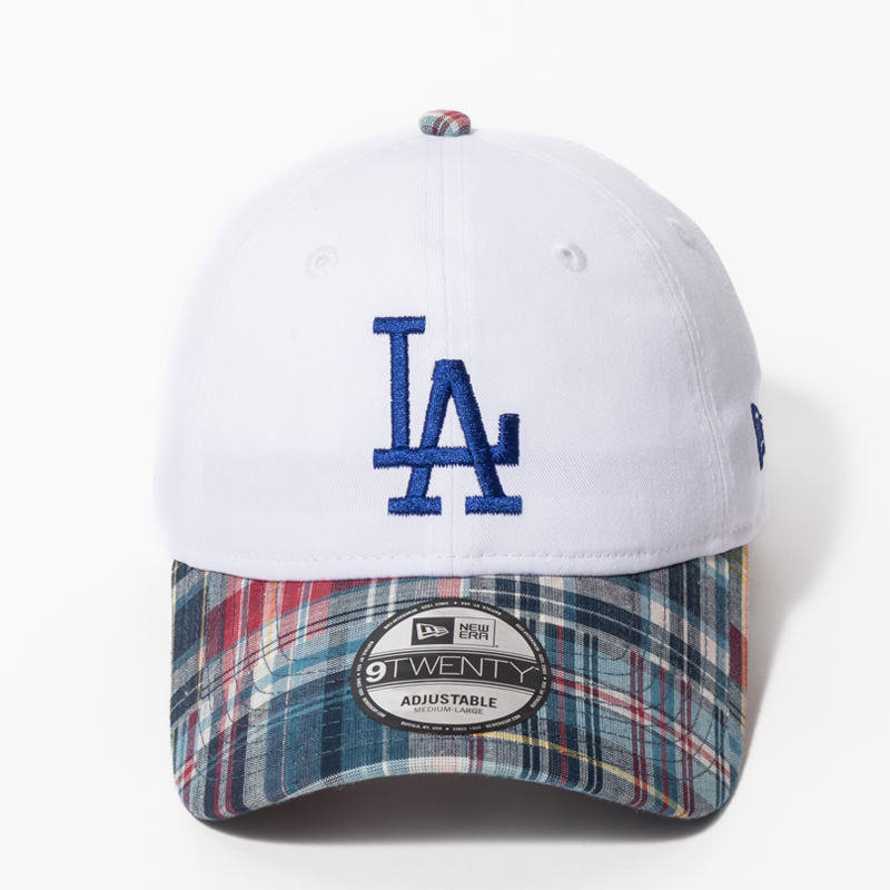 NEWERA 9TWENTY MLB Patchwork ロサンゼルス・ドジャース マドラスチェックバイザー / クロームホワイト