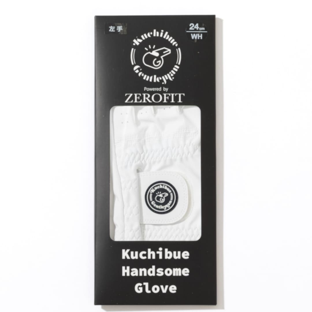 ZEROFIT×Kuchibue Golf Gentleman インスパイラルゴルフグローブ-左手用 / ホワイト【GO/LOOK!限定販売】