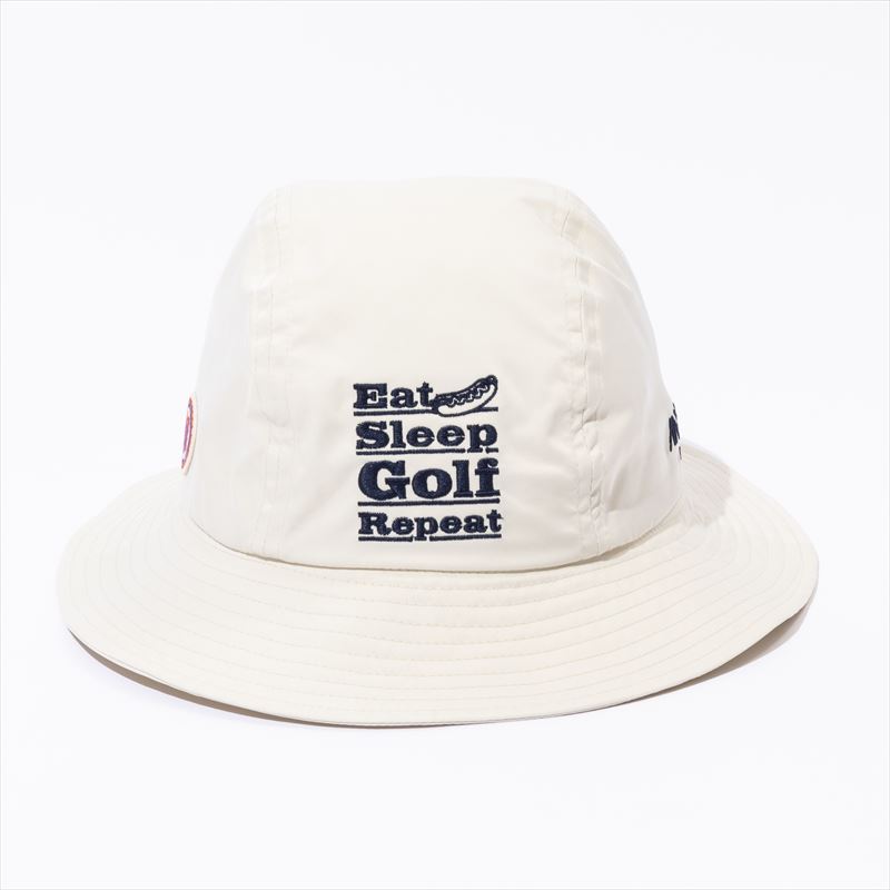 【GO/LOOK!限定】Kuchibue Golf Gentleman×MAGGIA Eat Sleep Golf Repeat バケットハット アイボリー