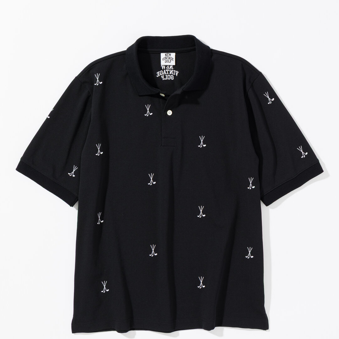 NEW VINTAGE GOLF GC Embroidered Polo Shirt ブラック