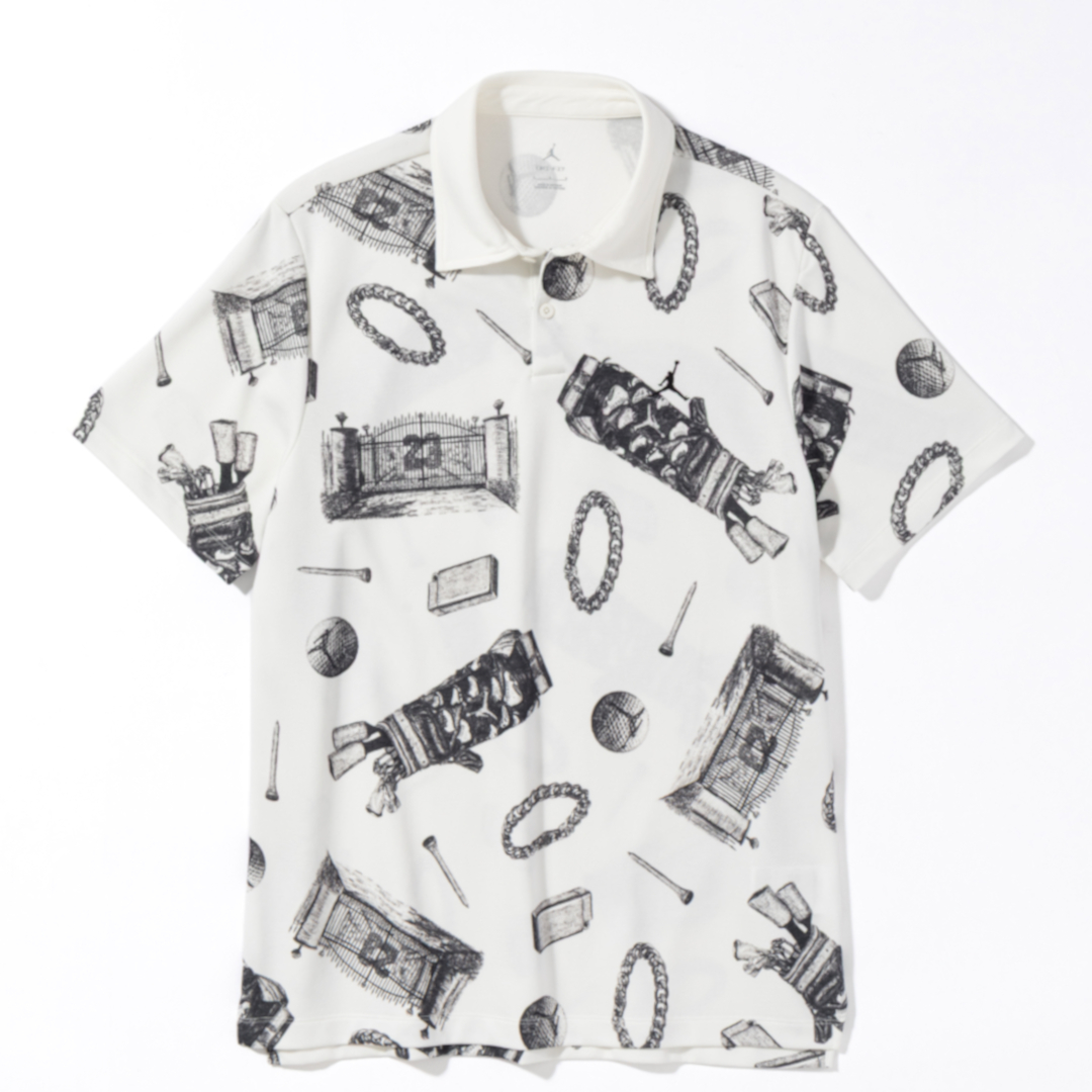 JORDAN BRAND Dri-Fit ゴルフ柄ポロシャツ ホワイト