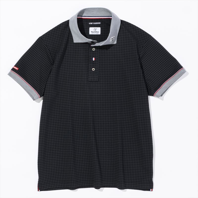 【GO/LOOK!限定】Kuchibue Golf Gentlemen×TMT CLASSIC ジャカードチェック ポロシャツ ブラック