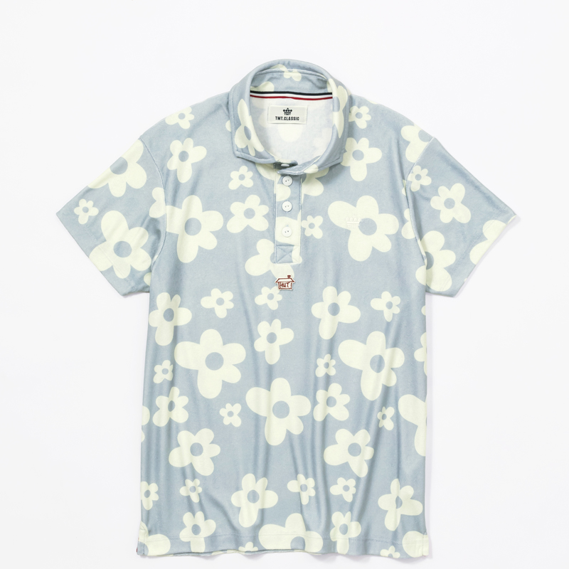 TMT classic×Kuchibue Golf Gentleman the “HUT” edition フラワー柄パイルポロシャツ グレー【GO/LOOK!限定販売】