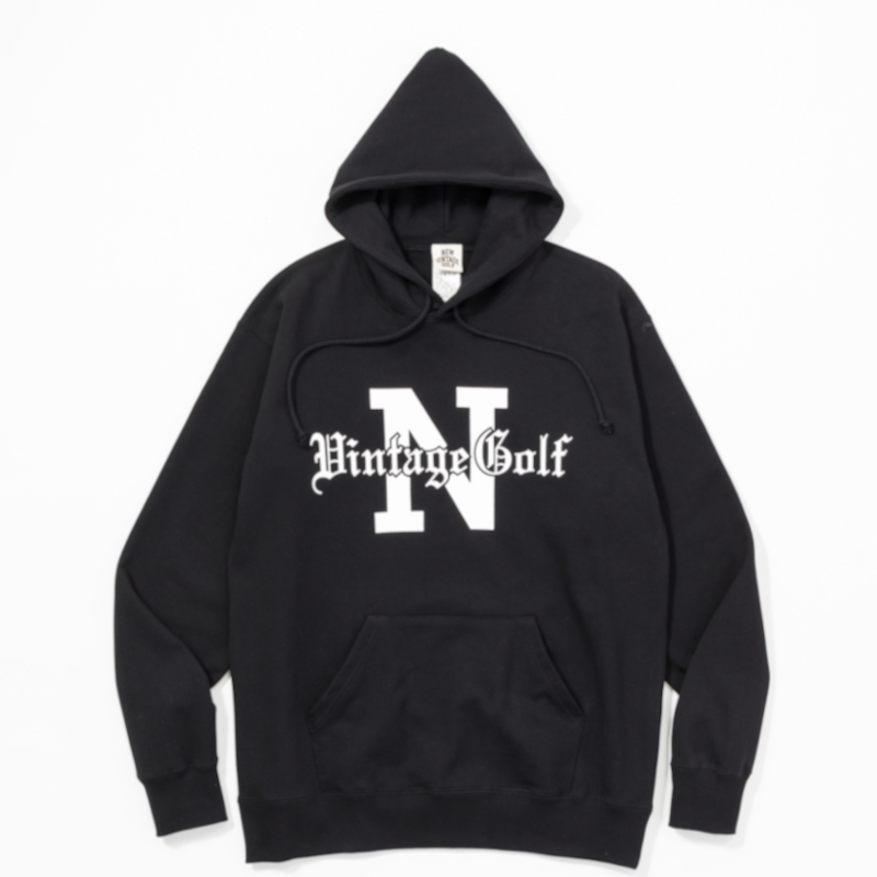 NEW VINTAGE GOLF Classic Logo Print Hoodie ブラック / ニューヴィンテージゴルフ クラシックプリントロゴフーディ