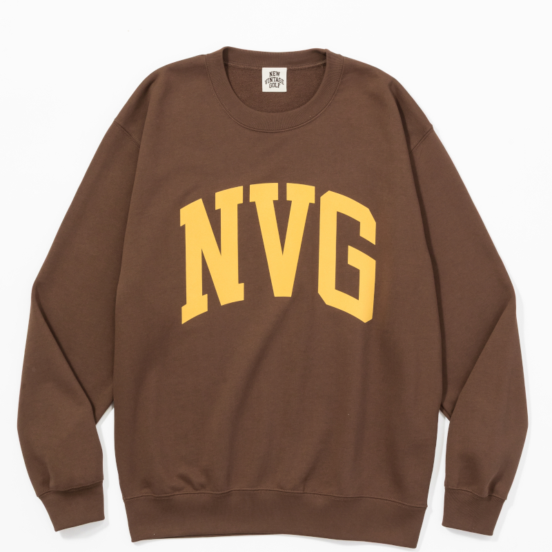 NEW VINTAGE GOLF Flocky Print Sweat Shirts ダークブラウン