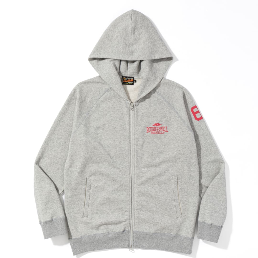 rough & swell COLLEGE HOODIE グレー