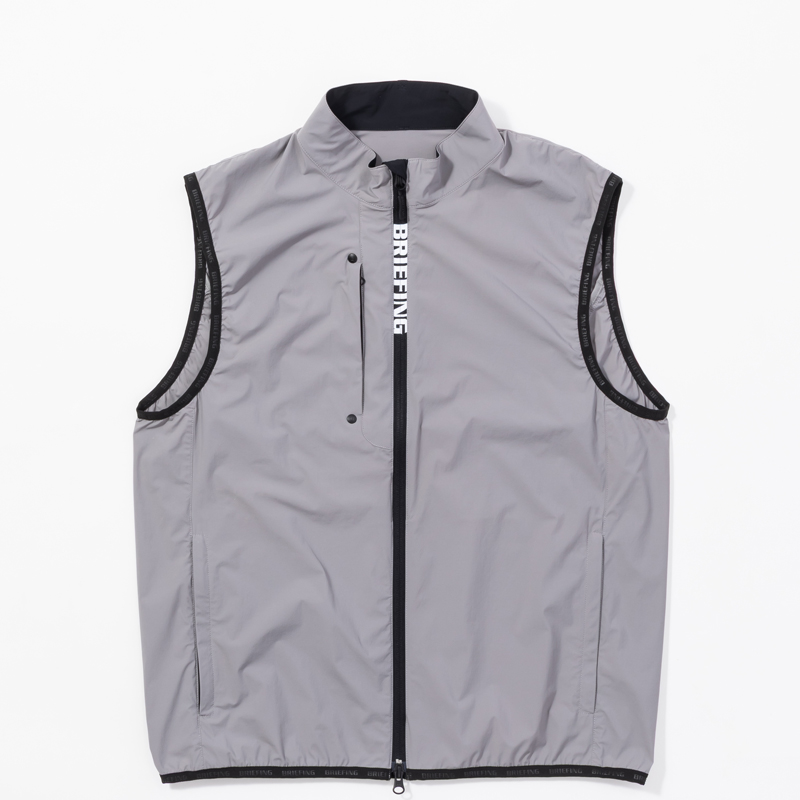 BRIEFING MENS POCKETABLE WIND VEST グレー / メンズポケッタブルウインドベスト
