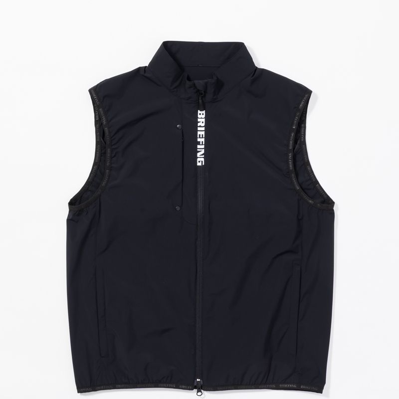 BRIEFING MENS POCKETABLE WIND VEST ブラック / メンズポケッタブルウインドベスト