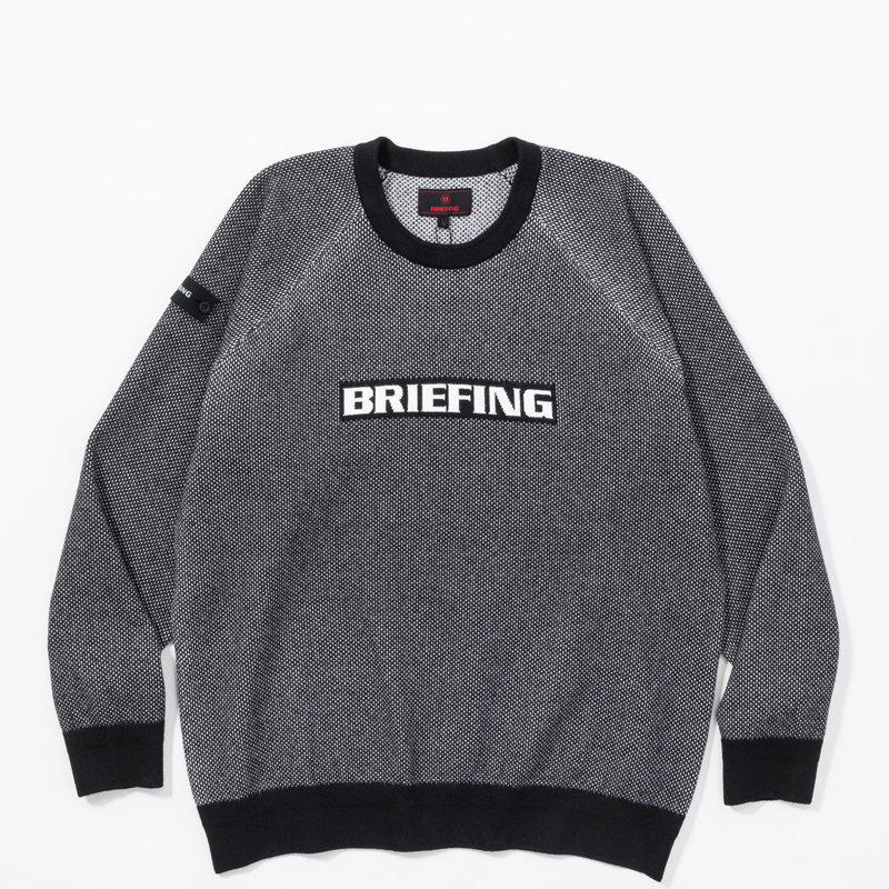 BRIEFING MENS BIRDS EYE LOGO CREWNECK KNIT ブラック/ バーズアイロゴクルーニット