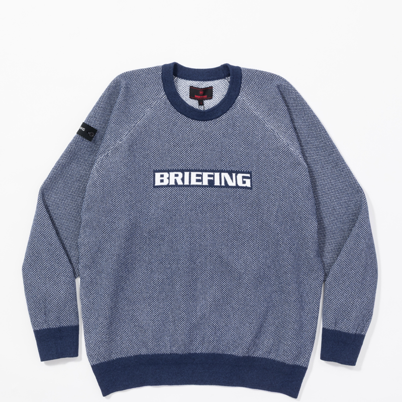 BRIEFING MENS BIRDS EYE LOGO CREWNECK KNIT ネイビー / バーズアイロゴクルーニット