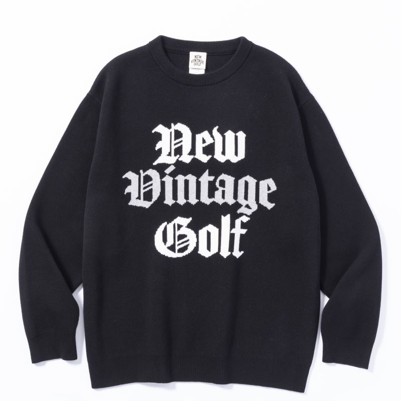 NEW VINTAGE GOLF OLD ENGLISH CREW KNIT / BLACK