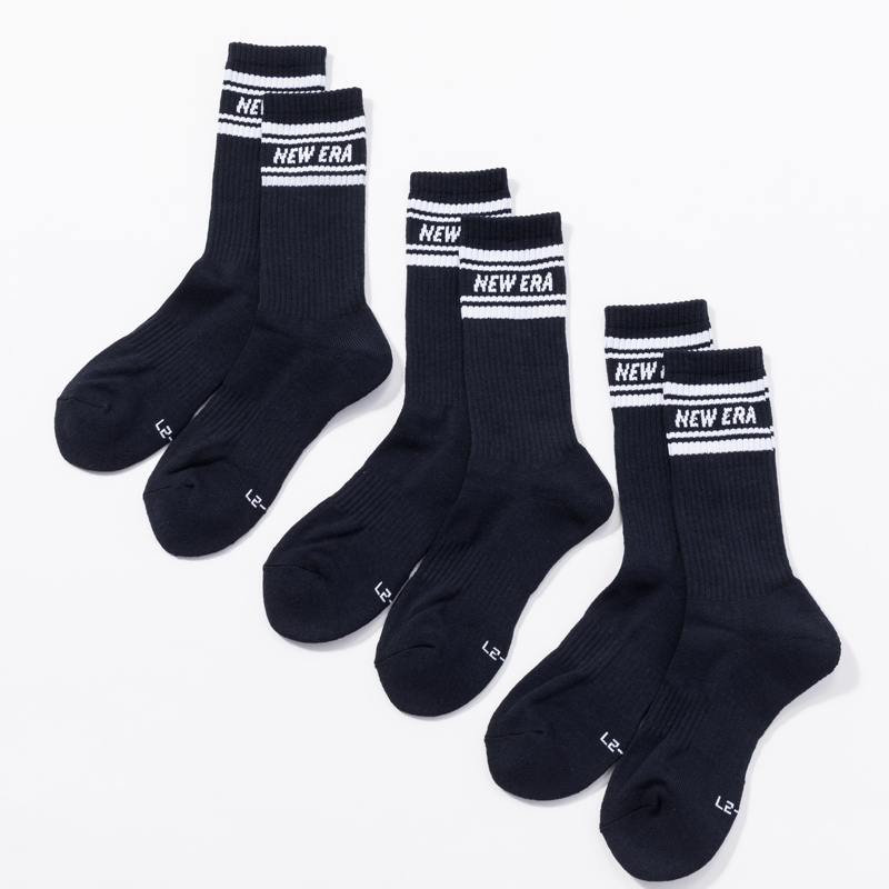 NEWERA ラインクルーソックス  3PACKS  ネイビー