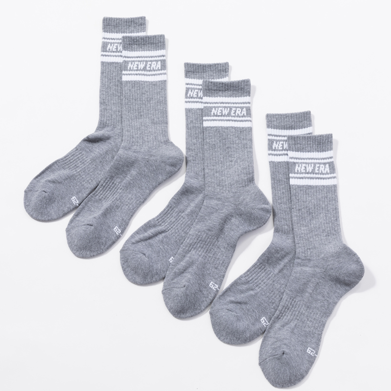 NEWERA ラインクルーソックス  3PACKS ライン グレー