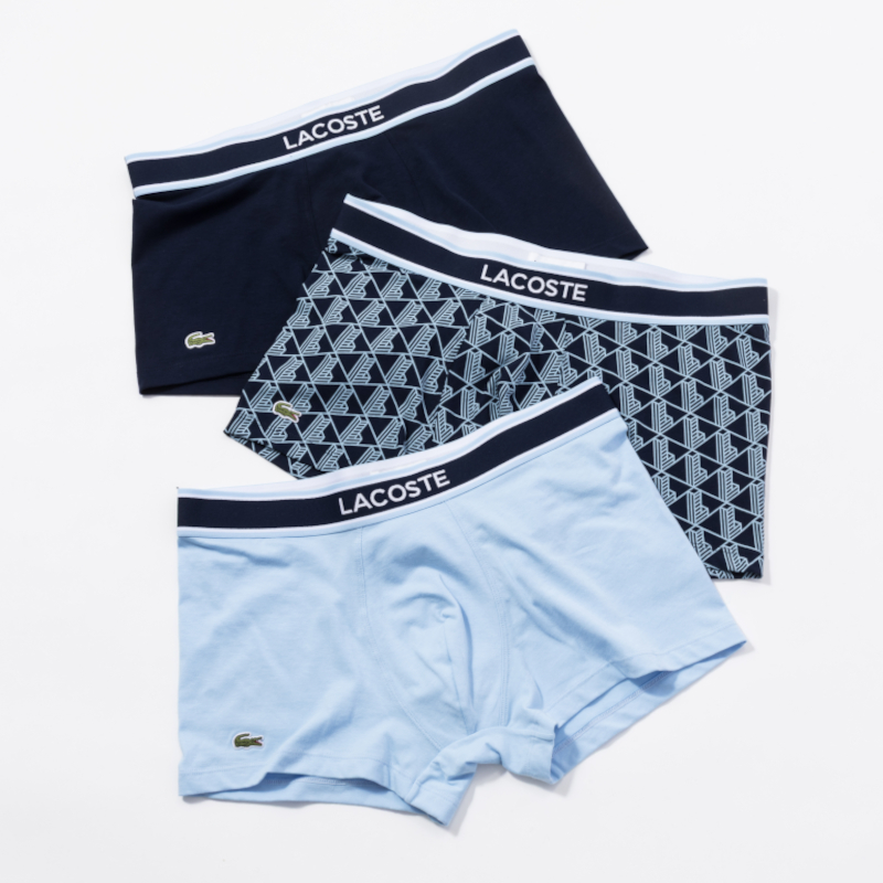 LACOSTE  ストレッチコットントランクショーツセット 3PACKS ネイビー/ブルー系