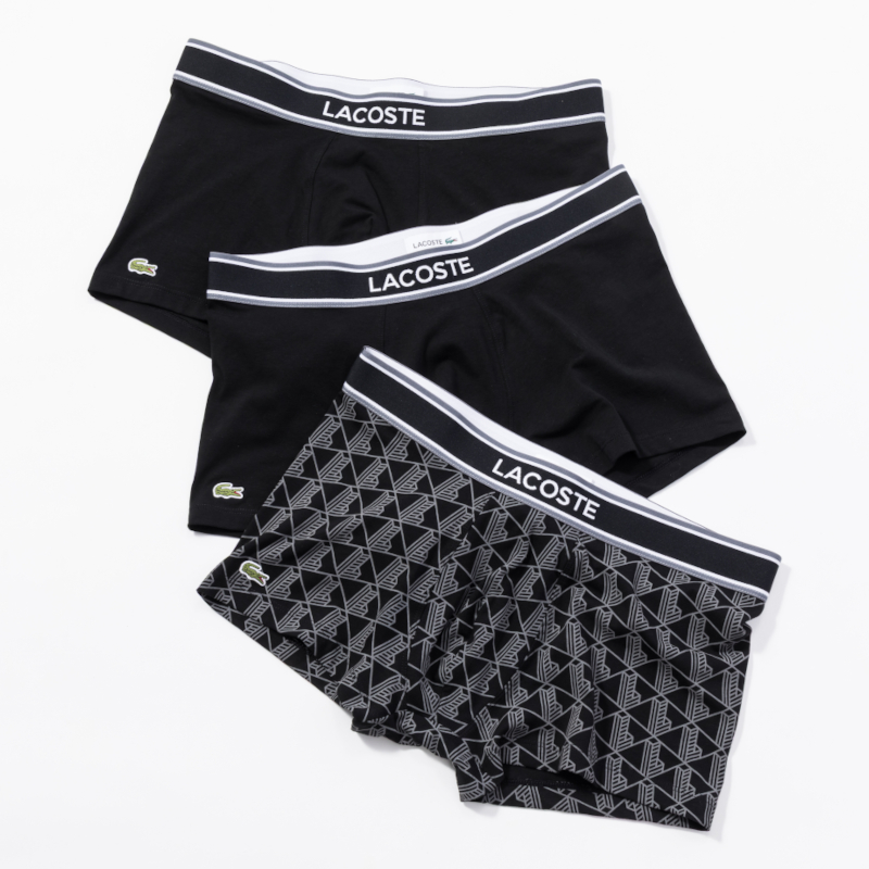LACOSTE  ストレッチコットントランクショーツセット 3PACKS ブラック系