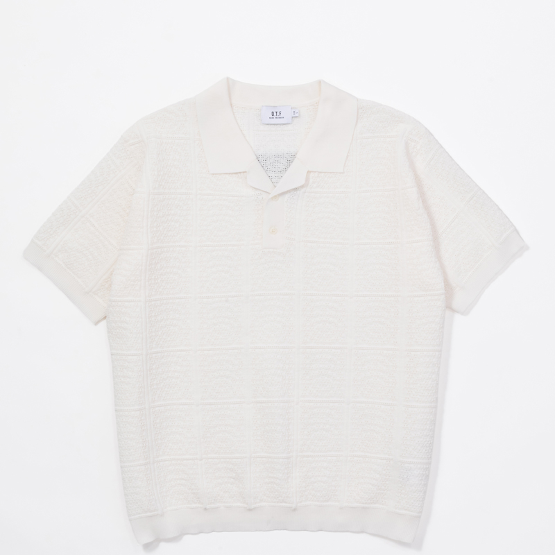 O.T.F× Kuchibue Golf Gentleman the “HUT” edition ニットポロシャツ ホワイト ■ 10/15(水)以降の発送となります