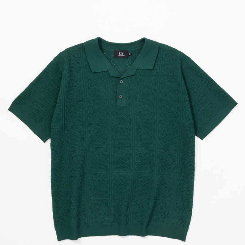 O.T.F× Kuchibue Golf Gentleman the “HUT” edition ニットポロシャツ グリーン ■ 10/15(水)以降の発送となります