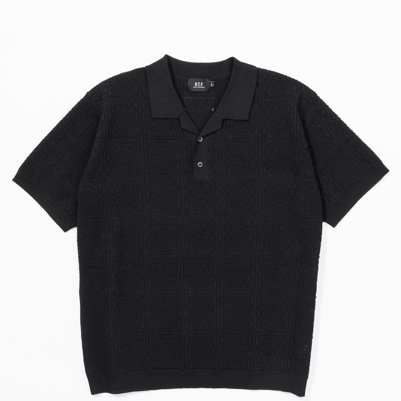 O.T.F× Kuchibue Golf Gentleman the “HUT” edition ニットポロシャツ ブラック ■ 10/15(水)以降の発送となります