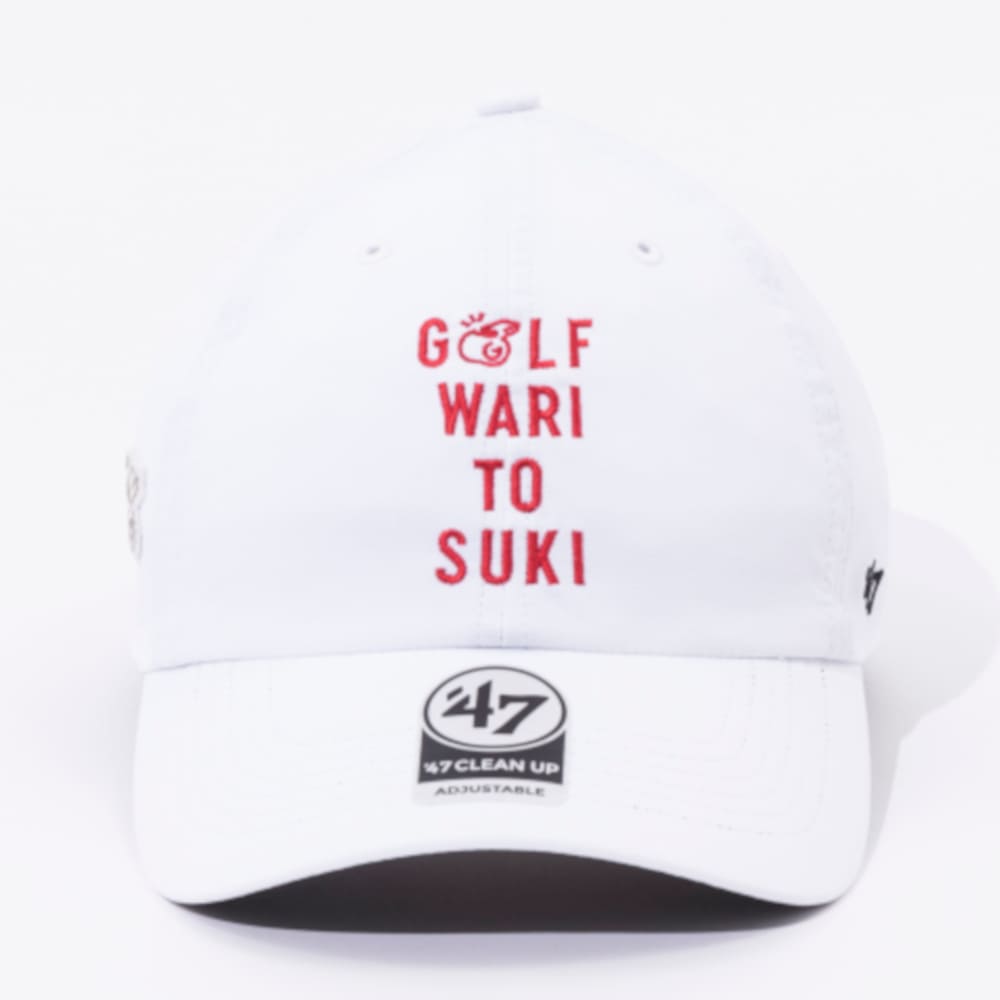 【GO/LOOK!限定販売】Kuchibue Golf Gentleman GOLF WARI TO SUKI CAP / ホワイト×レッド