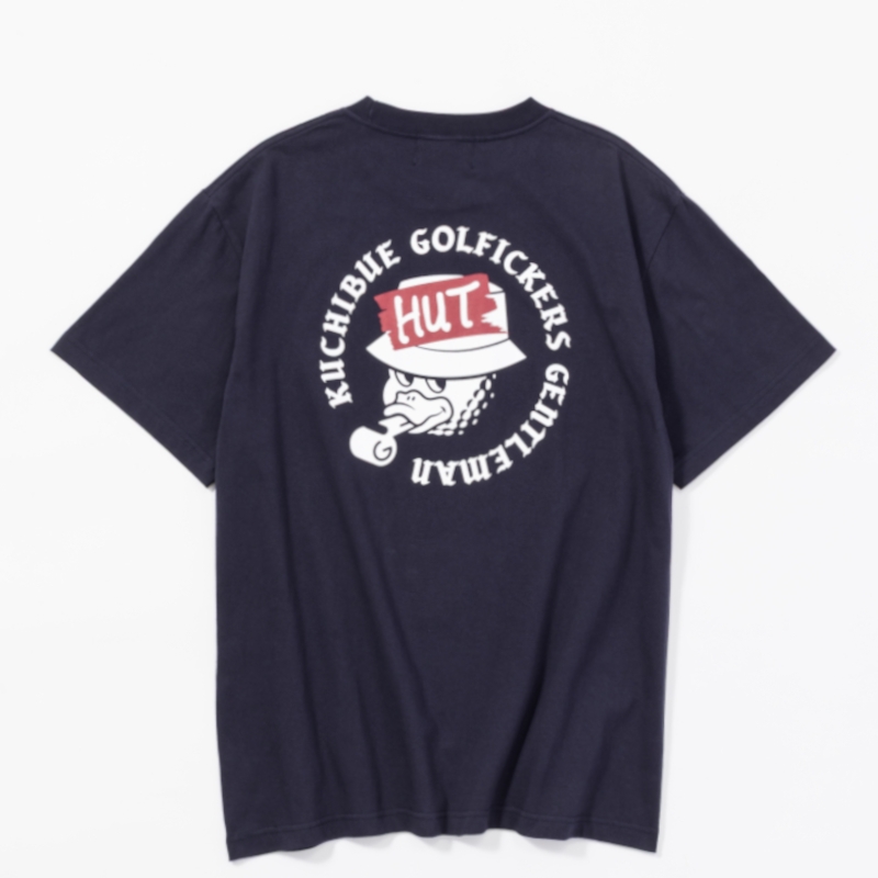 Golfickers×Kuchibue Golf Gentleman “HUT” editionロゴ Tシャツ ネイビー【GO/LOOK!限定販売】