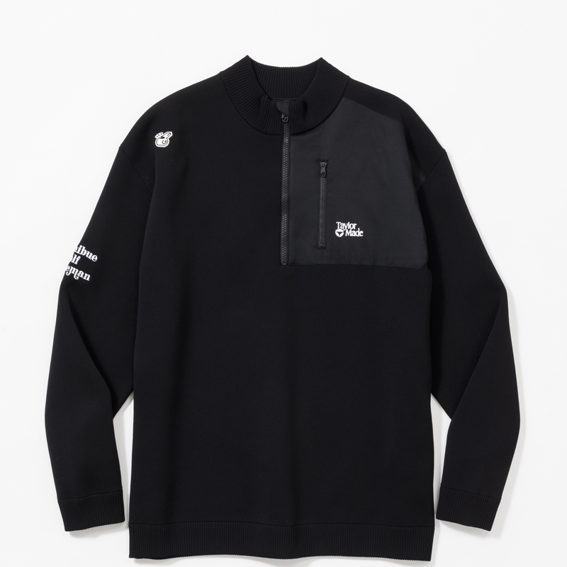 TaylorMade×Kuchibue Golf Gentleman クォータージップニット ブラック【GO/LOOK!限定販売】