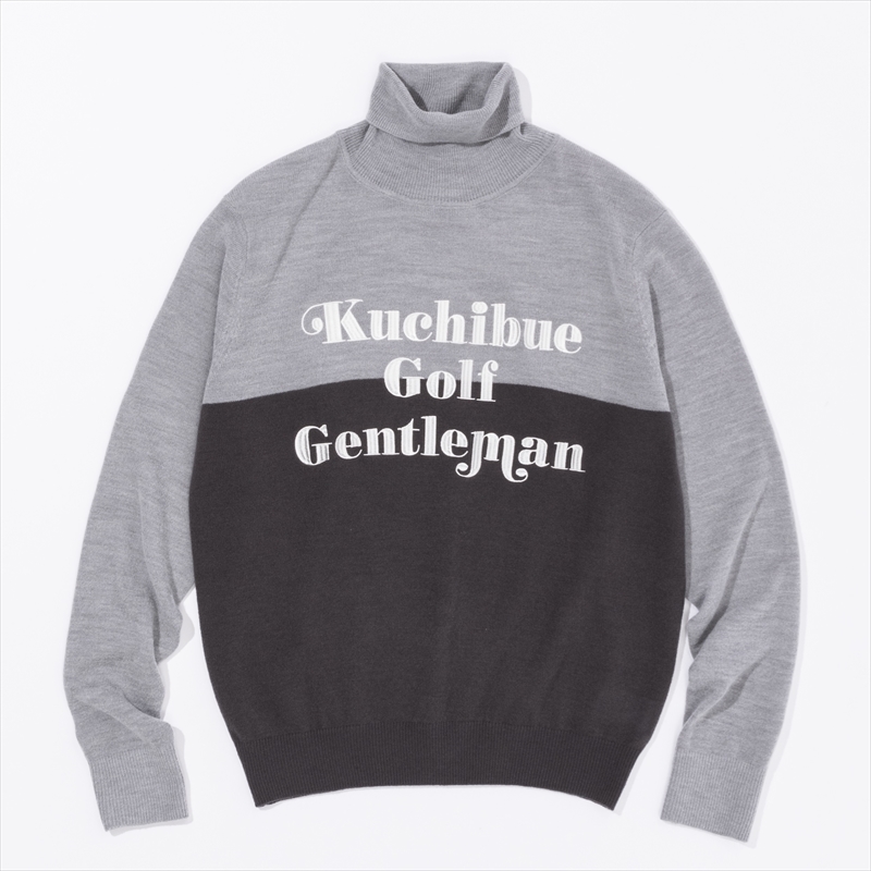 【5周年記念限定商品Vol.5】Kuchibue Golf Gentleman × PERFECT TAN バイカラータートルニット / グレー×チャコール