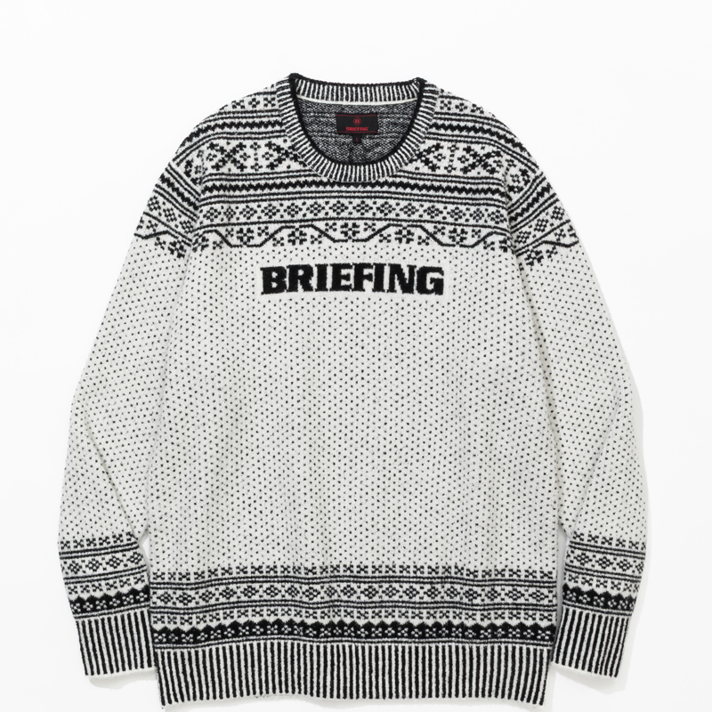 BRIEFING HOLIDAY MENS FAIR ISLE CREWNECK KNIT ホワイト