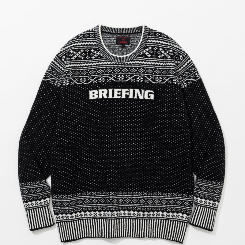 BRIEFING HOLIDAY MENS FAIR ISLE CREWNECK KNIT ブラック